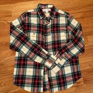 Men's Plaid Shirt - Red, Green, White size Medium